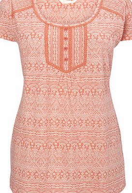 Bhs Tangerine Orange Linear Print Tunic, tangerine