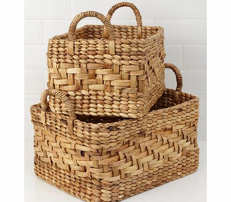 Textured water hyacinth set of 2 baskets,