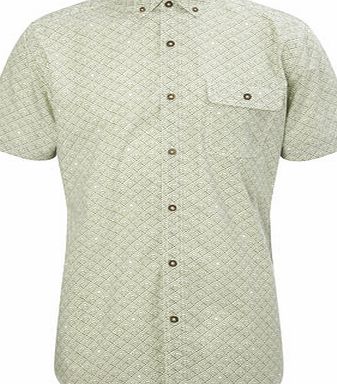 Bhs Trait Khaki Geo Print Cotton Shirt, KHAKI