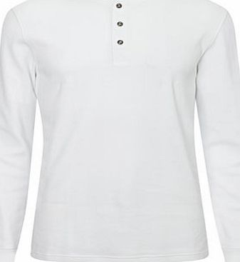 Bhs Trait White Long Sleeve Waffle Textured Top,