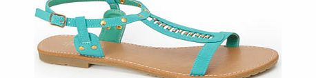 Bhs Turquoise Ladder Detail Flat Sandals, Turquoise