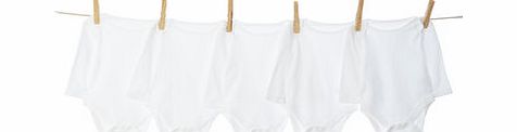 Bhs Unisex 5 Pack Long Sleeved Bodysuits, white