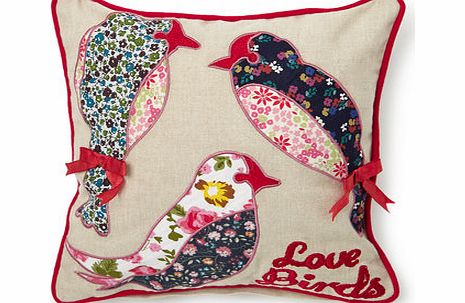 Vintage Chestnut mini love birds cushion, multi