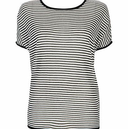 Bhs Wallis Black And White Stripe Top, black/white