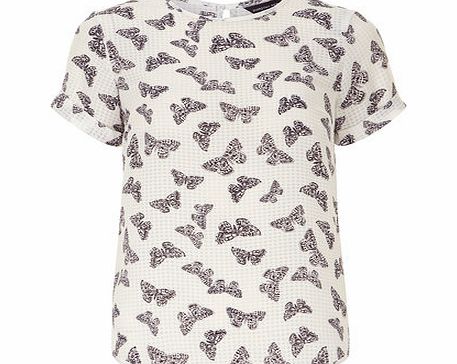 Bhs White Butterfly Seersucker Tee, white 19121090306