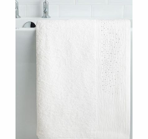 White Crinkle Diamante Bath Sheet, white