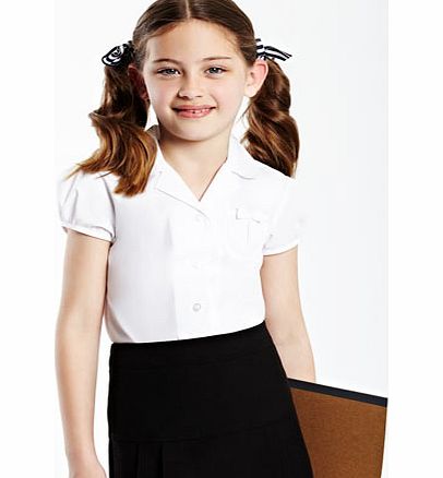 Bhs White Junior Girls Bow Pocket School Blouse,