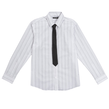 White ombre stripe shirt and tie set