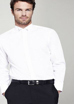White Regular Fit Wing Collar Wedding Shirt,