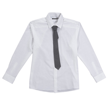 White textured shirt and tie set