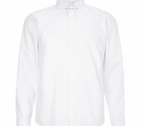 White Twill Collar Bar Shirt, White BR66C51GWHT