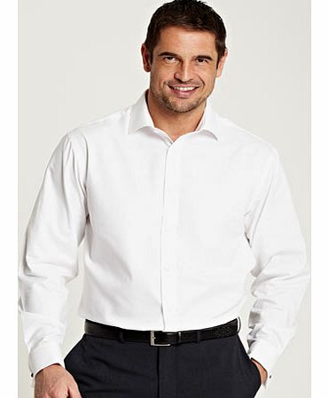 Bhs White Twill Double Cuff Non Iron Shirt, White