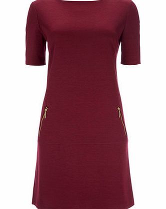 Bhs Womens Berry Drop Waist Ponte Dress, berry
