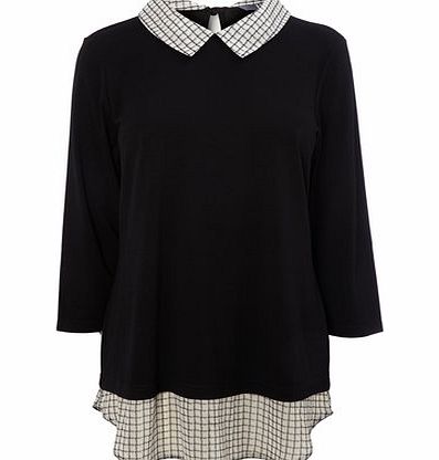 Bhs Womens Black Check Mock 2 In 1 Jumper, black