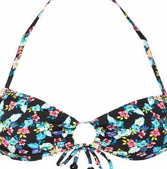 Bhs Womens Black Floral Print Adjustable Bandeau