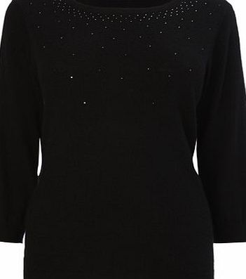 Bhs Womens Black Jewel Studded Jumper, black