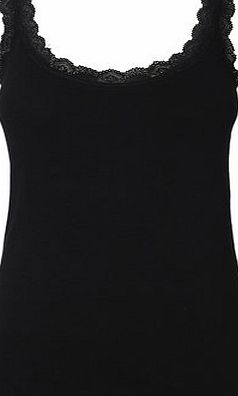 Bhs Womens Black Lace Built Up Shoulder Vest, black