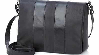 Womens Black Leather Flapover Bag, black