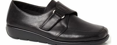 Womens Black Leather TLC Wide Fit Velcro Casual