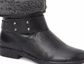 Bhs Womens Black Lotus Leather Rhino Ankle Boots,