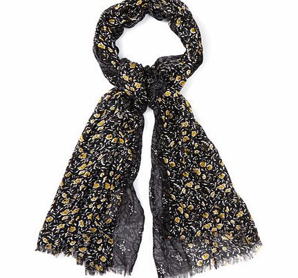 Bhs Womens Black Multi Marais Flower Border Scarf,