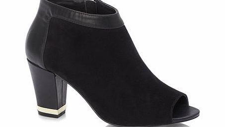 Bhs Womens Black Open Toe Block Heel Shoe Boots,