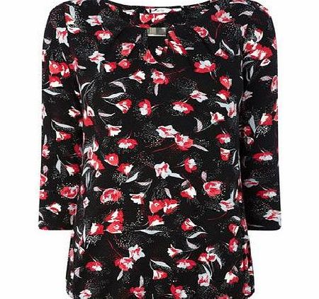 Bhs Womens Black Petite Graphic Print Jersey Top,