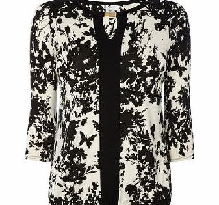 Bhs Womens Black Petite Print Jersey Top, blue multi