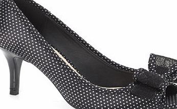 Bhs Womens Black Spotty Bow Heeled Shoe, black