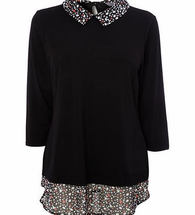 Bhs Womens Black Spotty Mock 2 In 1 Jumper, black
