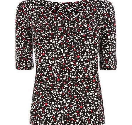 Bhs Womens Black Spotty Print Half Sleeve Top,