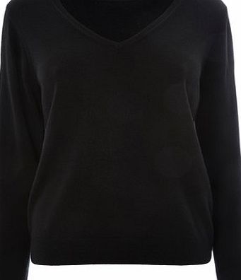 Bhs Womens Black Supersoft V Neck Jumper, black