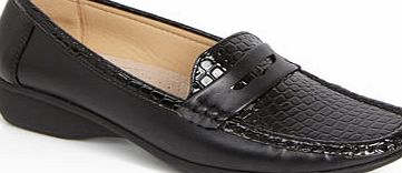 Bhs Womens Black Trueform Croc Vamp Loafer Shoes,