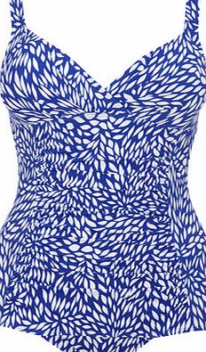 Bhs Womens Blue And White Petal Prined Tummy Control