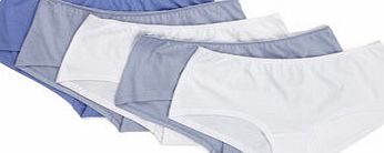 Bhs Womens Blue and White Plain 5 Pack Short Briefs,