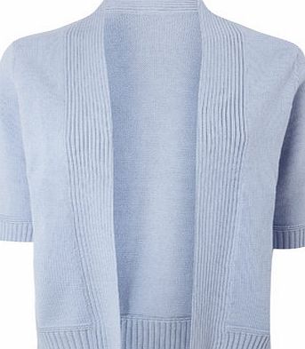 Bhs Womens Blue Cotton Rib Detail Cardigan, blue