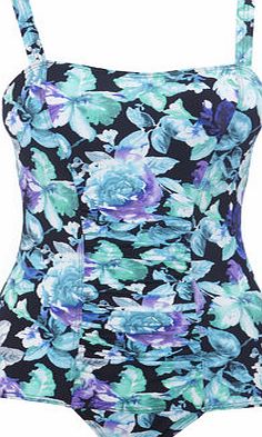Bhs Womens Blue Floral Print Tummy Control Swimsuit,