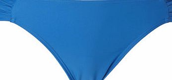Bhs Womens Blue Plain Ruched Detail Bikini Bottom,