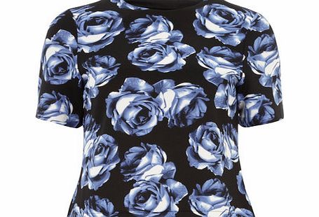 Bhs Womens Blue Rose Scuba Tee, blue 19123601483