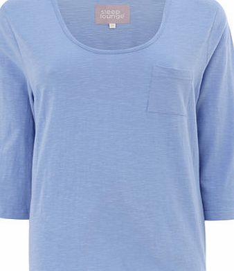 Bhs Womens Blue Slub Pyjama Top, blue 733081483