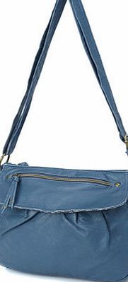 Bhs Womens Blue WPU Zip Flap X- Body Bag, blue