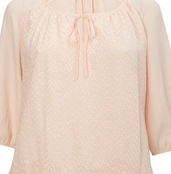 Bhs Womens Blush Pink Tie Front Dobby Blouse,