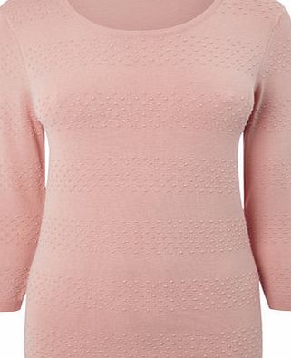 Bhs Womens Blushed Pink Dobby Stripe Jumper, blushed