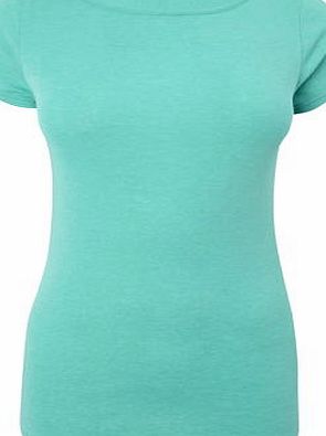 Bhs Womens Bright Green Short Sleeve Slash Neck Top,