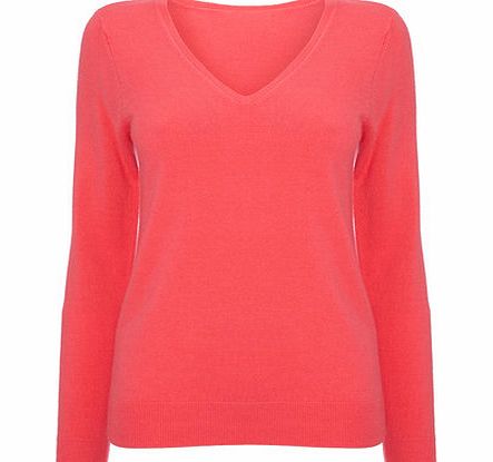 Bhs Womens Bright Pink Supersoft V Neck Jumper,