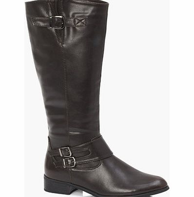 Bhs Womens Brown Double Buckle Riding Boot, brown