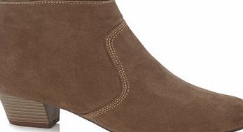 Bhs Womens Brown Stitch Design Western Ankle Boots,