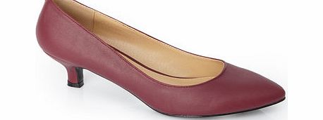 Womens Burgundy Kitten Heel Court Shoe, burgundy