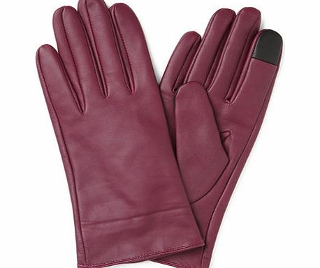 Bhs Womens Burgundy Leather Glove, burgundy 6609100012