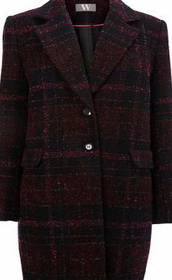 Bhs Womens Check City Coat, burgundy 8317390012